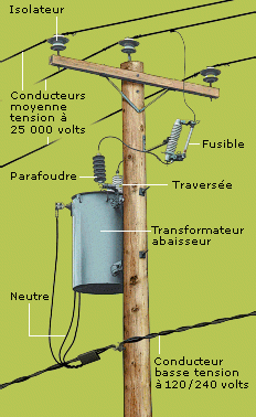 Diagram of components found on a distribution pole